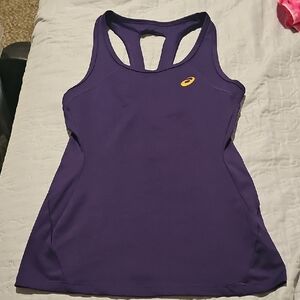 Asics Women's Purple Tank Top with Yellow Logo
